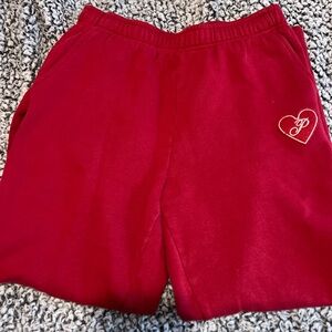 PINK Victoria's Secret Red Sweatpants with Heart Logo